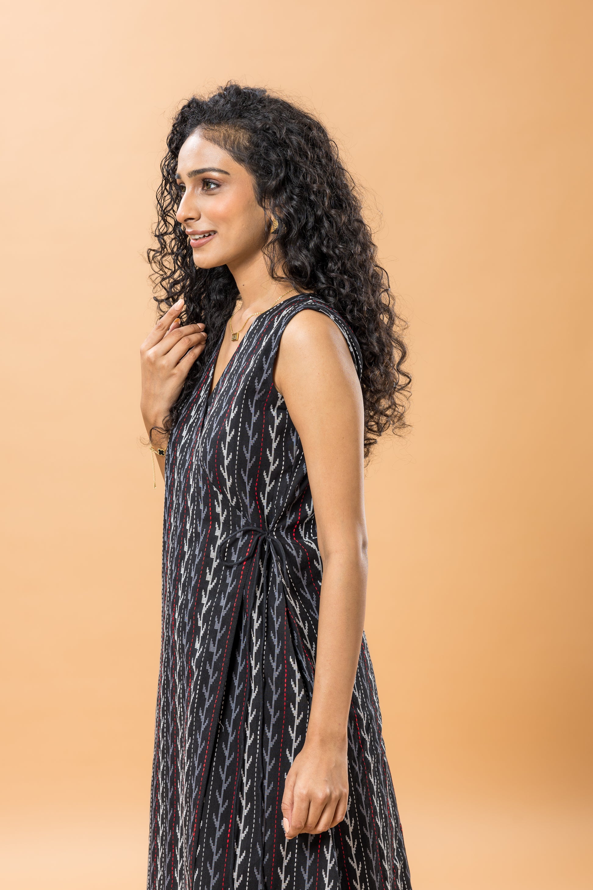 Pure Cotton Angrakha kurta pant set black