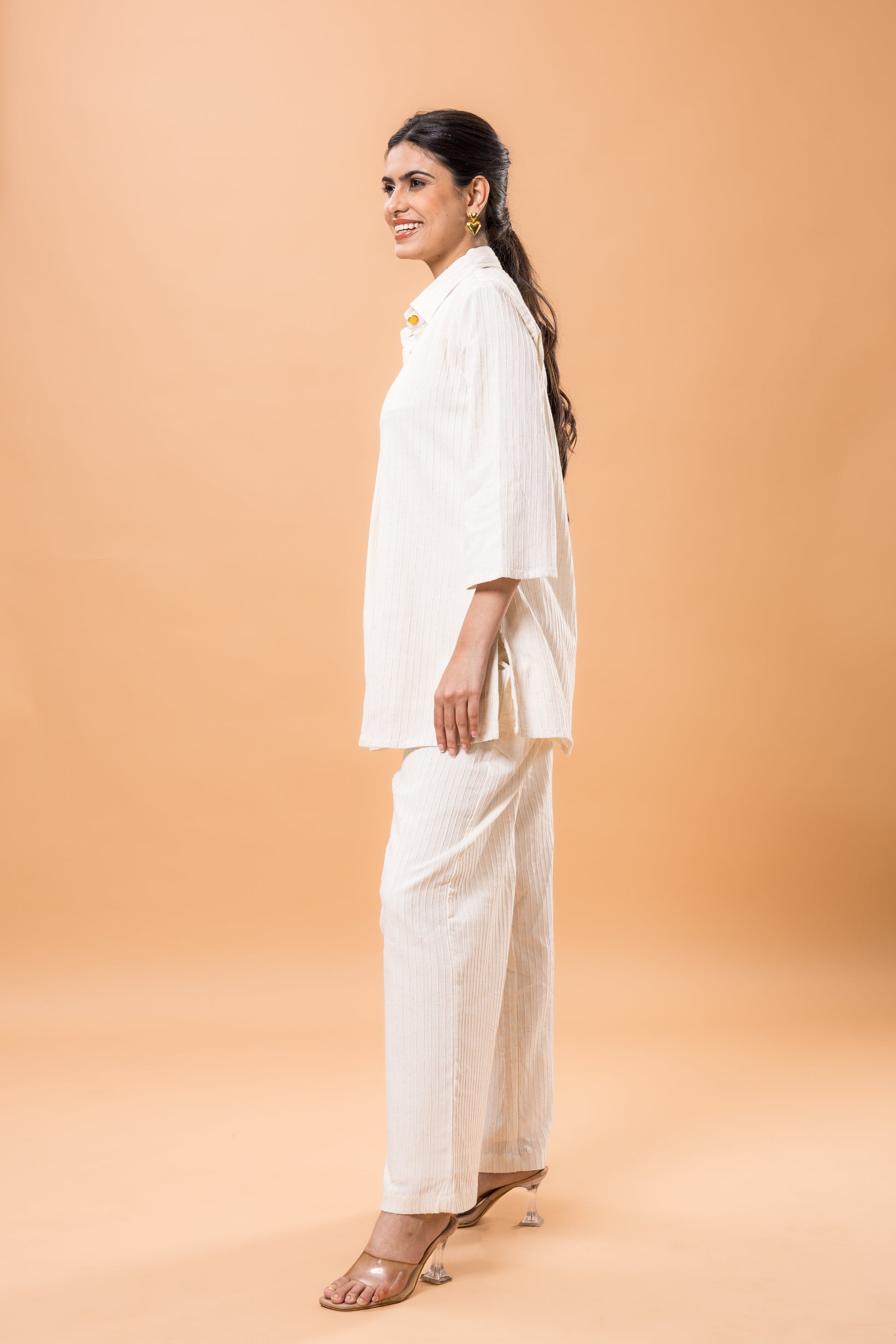 Linen Textured White Co-ord Set