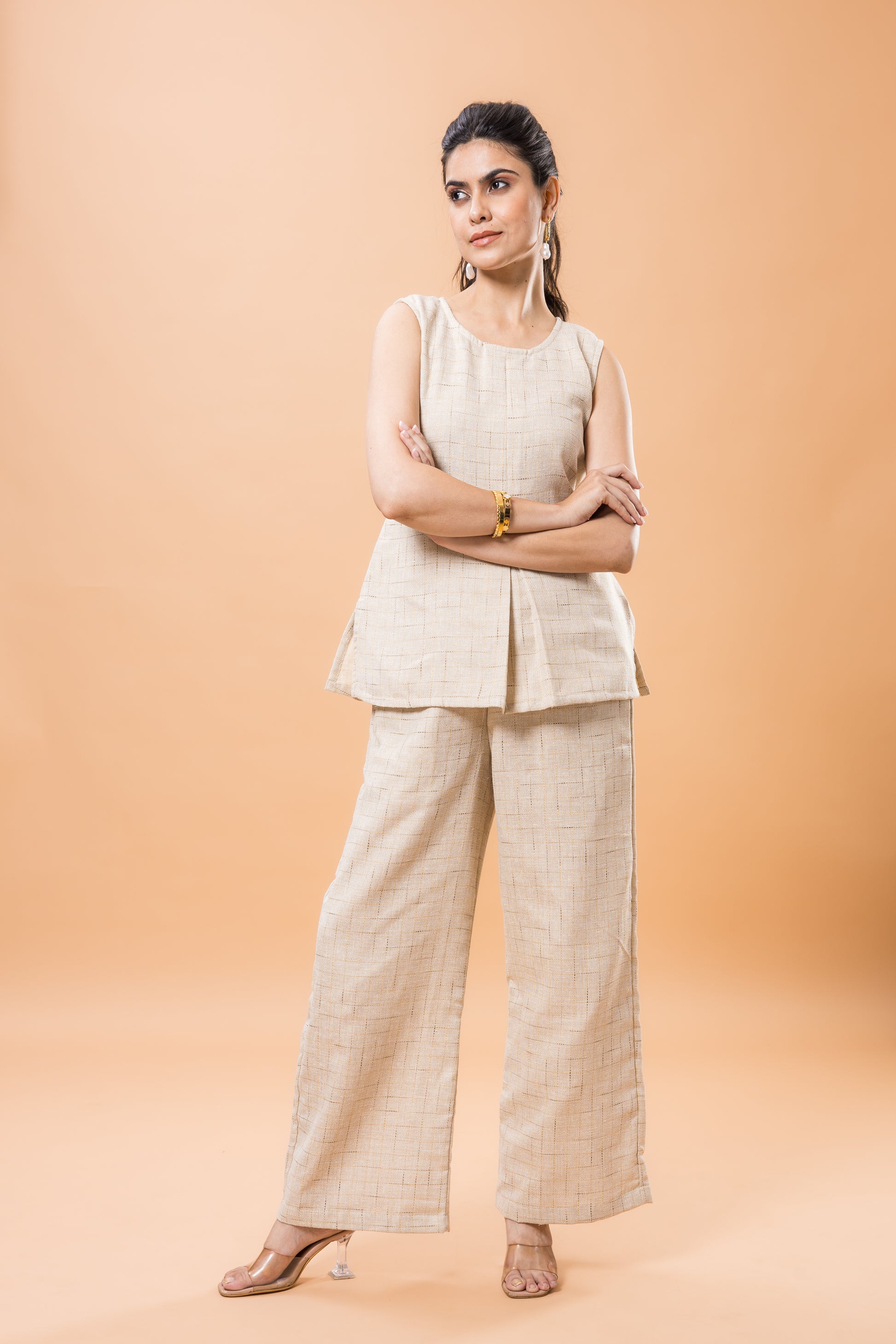 Linen Beige Textured Co-ord Set
