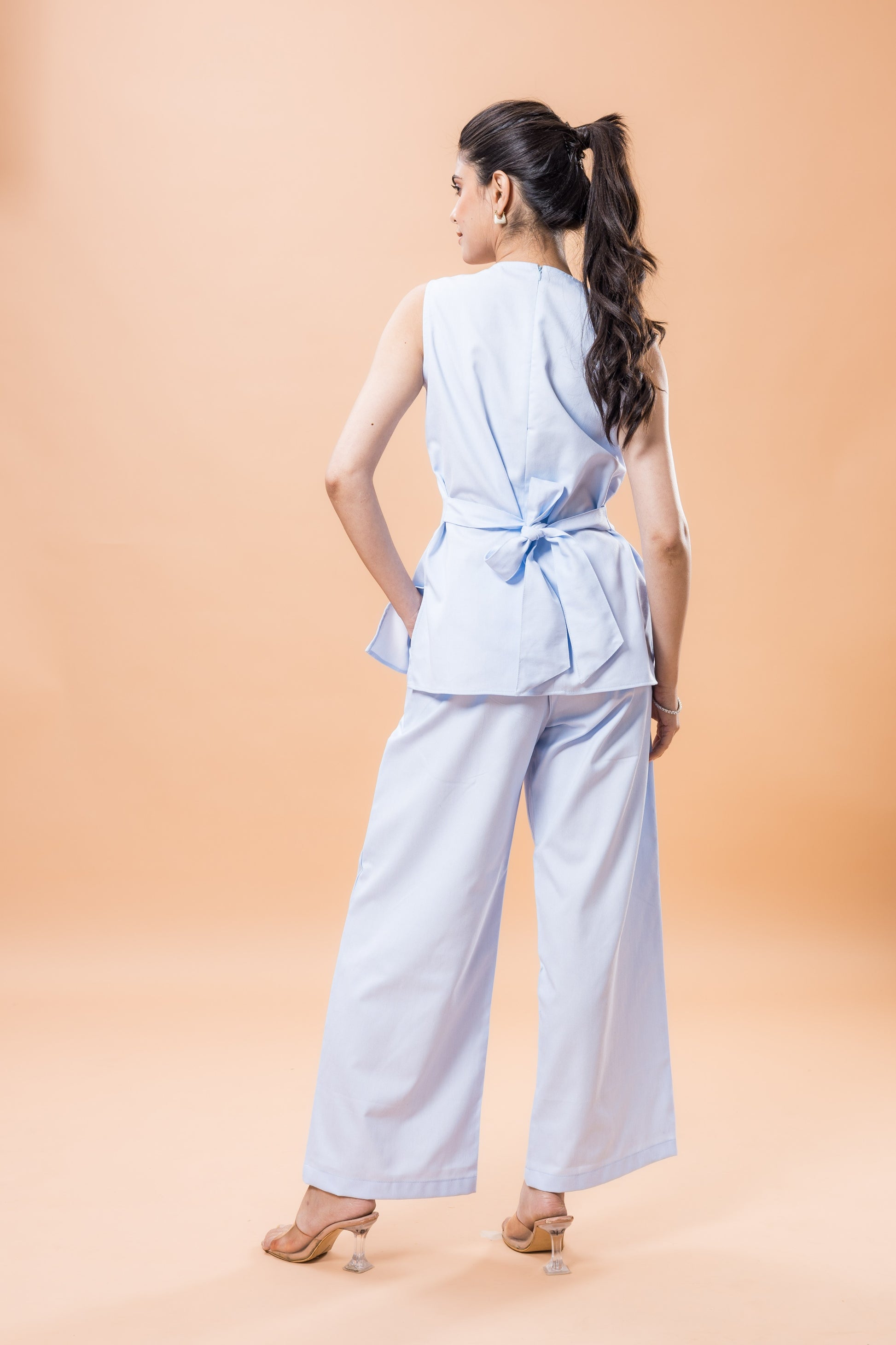 Cotton Denim Blue Sleeveless co-ord Set