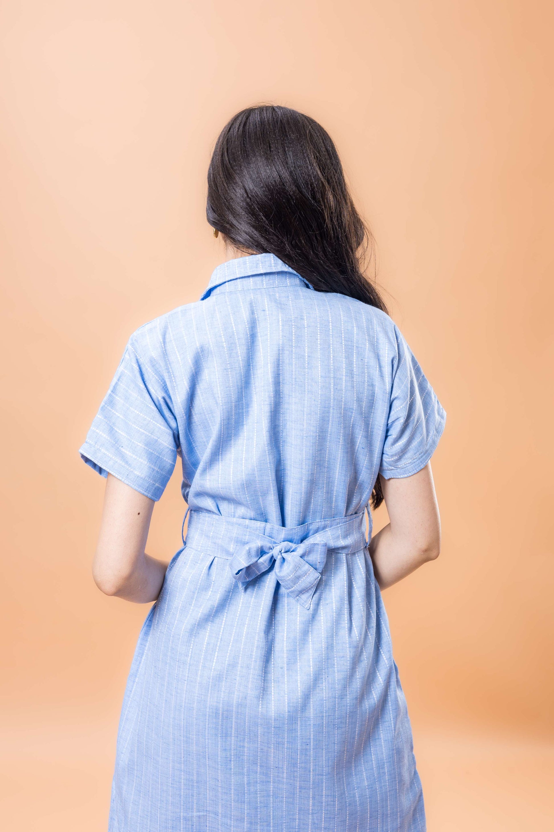 Linen Striped blue dress