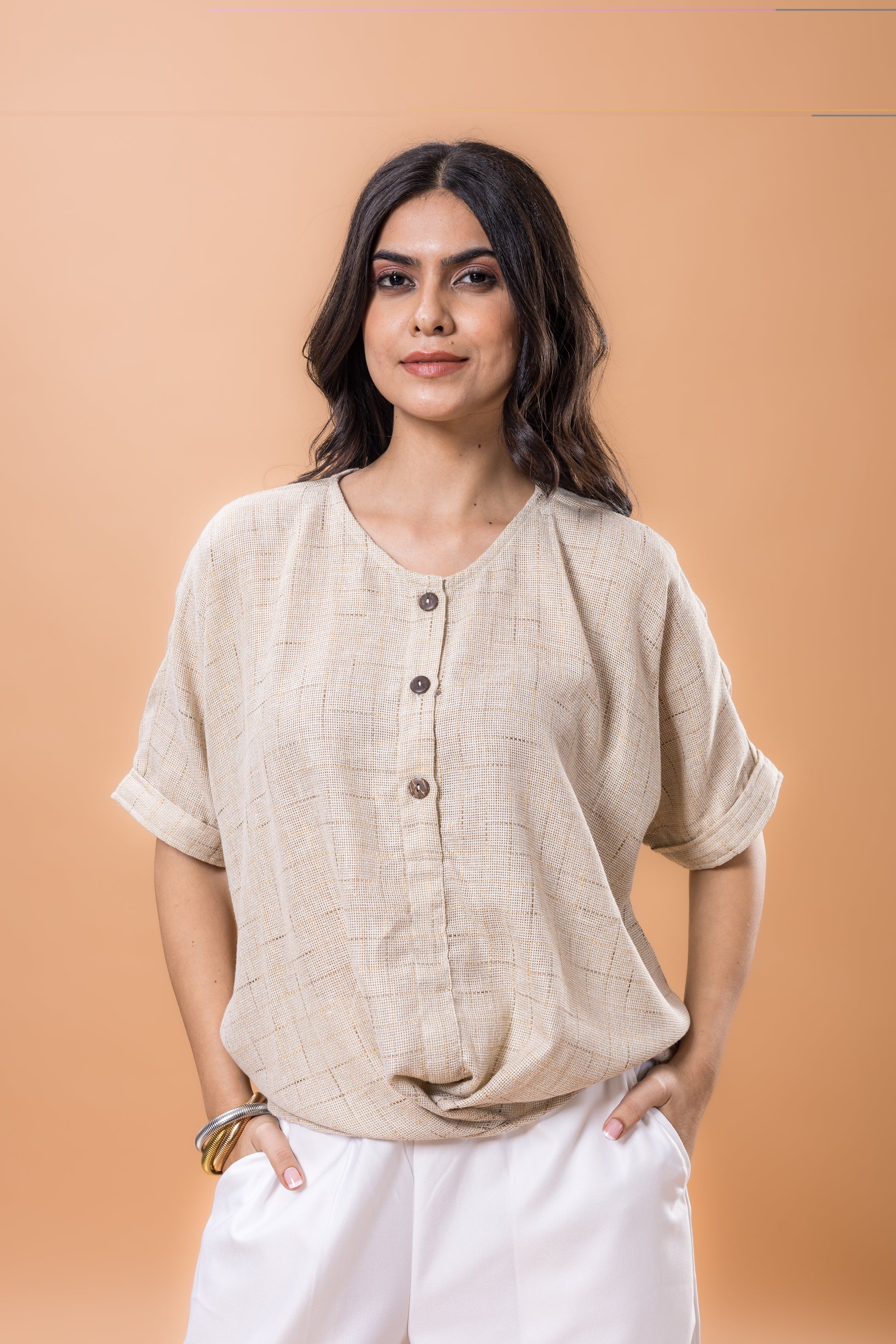 Linen Soft sand beige top