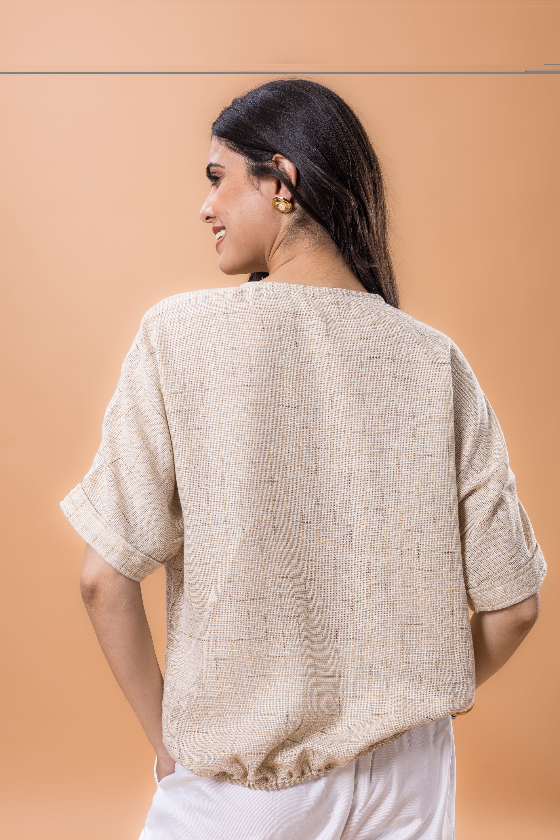 Linen Soft sand beige top