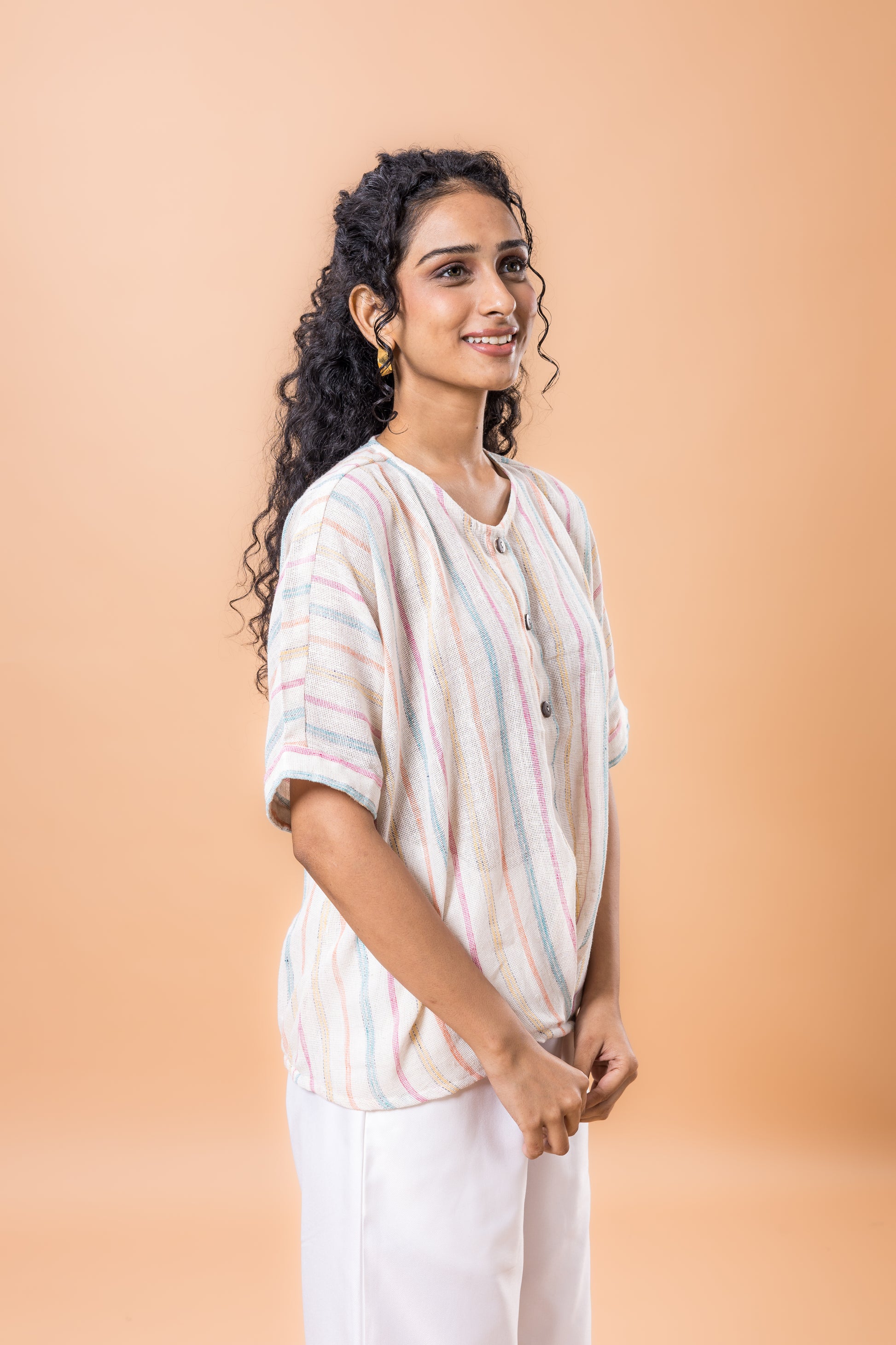 Linen Color flow striped top