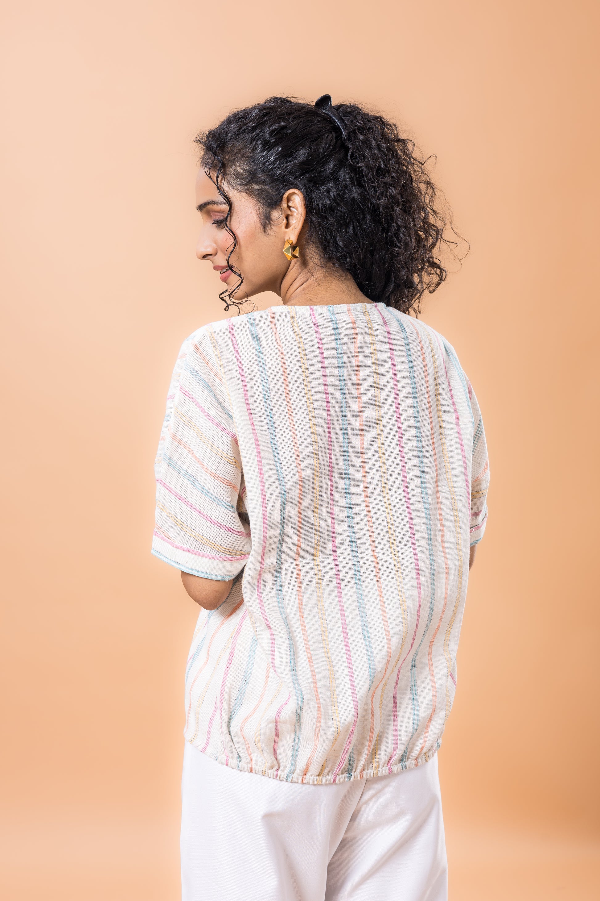 Linen Color flow striped top