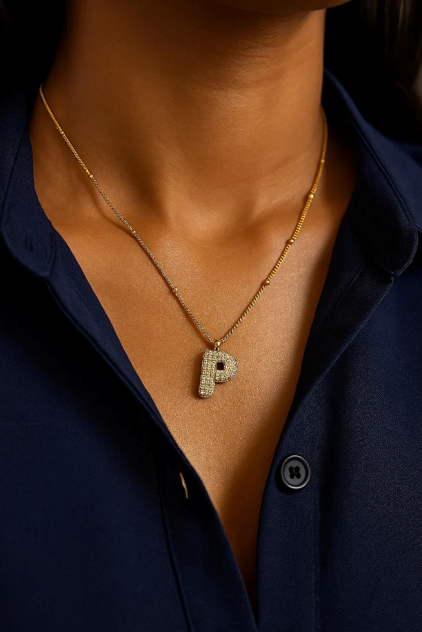 Golden P Letter Necklace