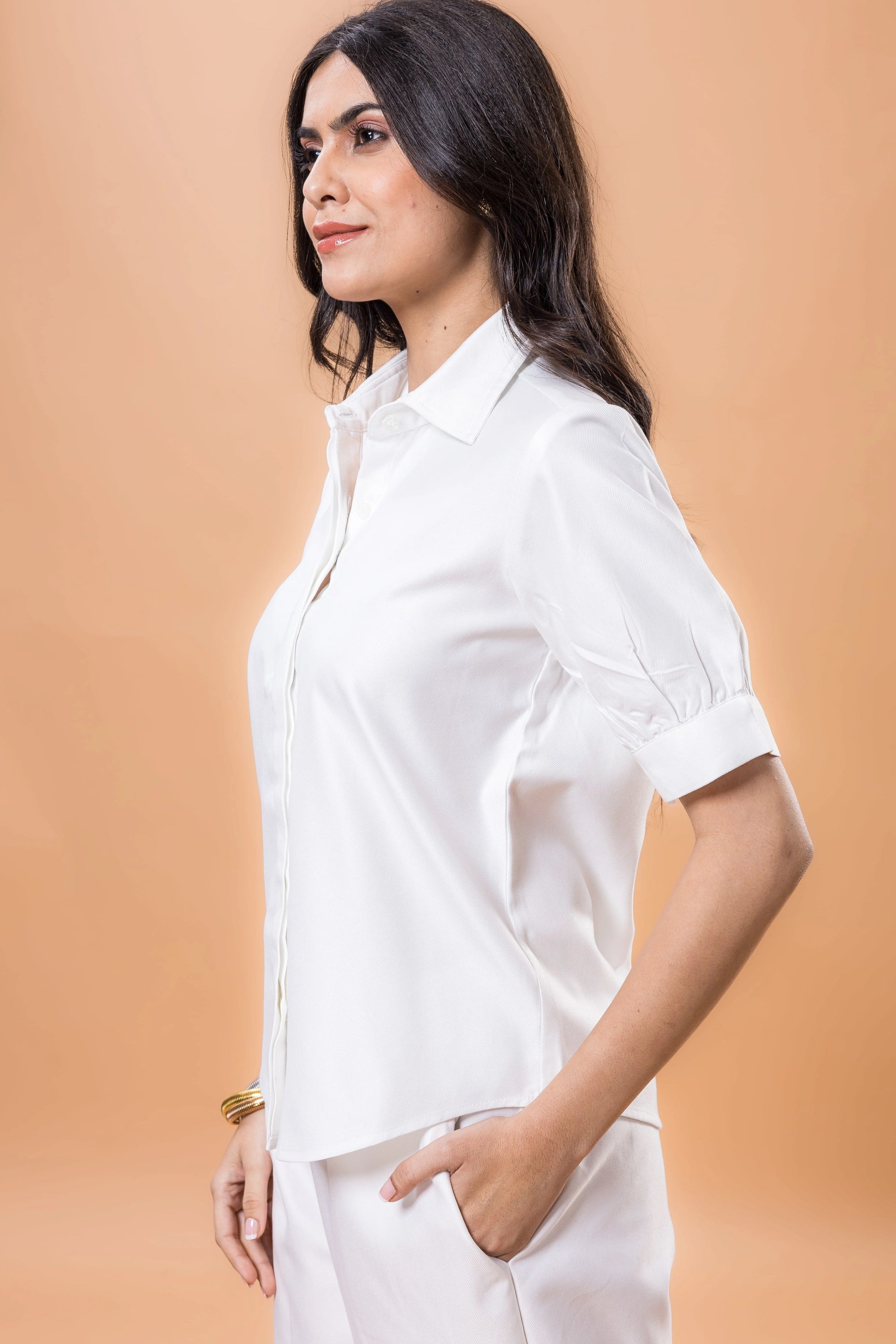 Cotton Denim Snow white top