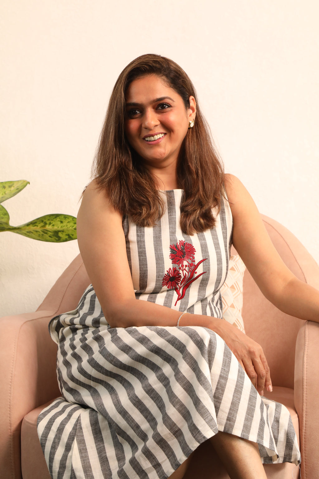Striped Embroidery Dress