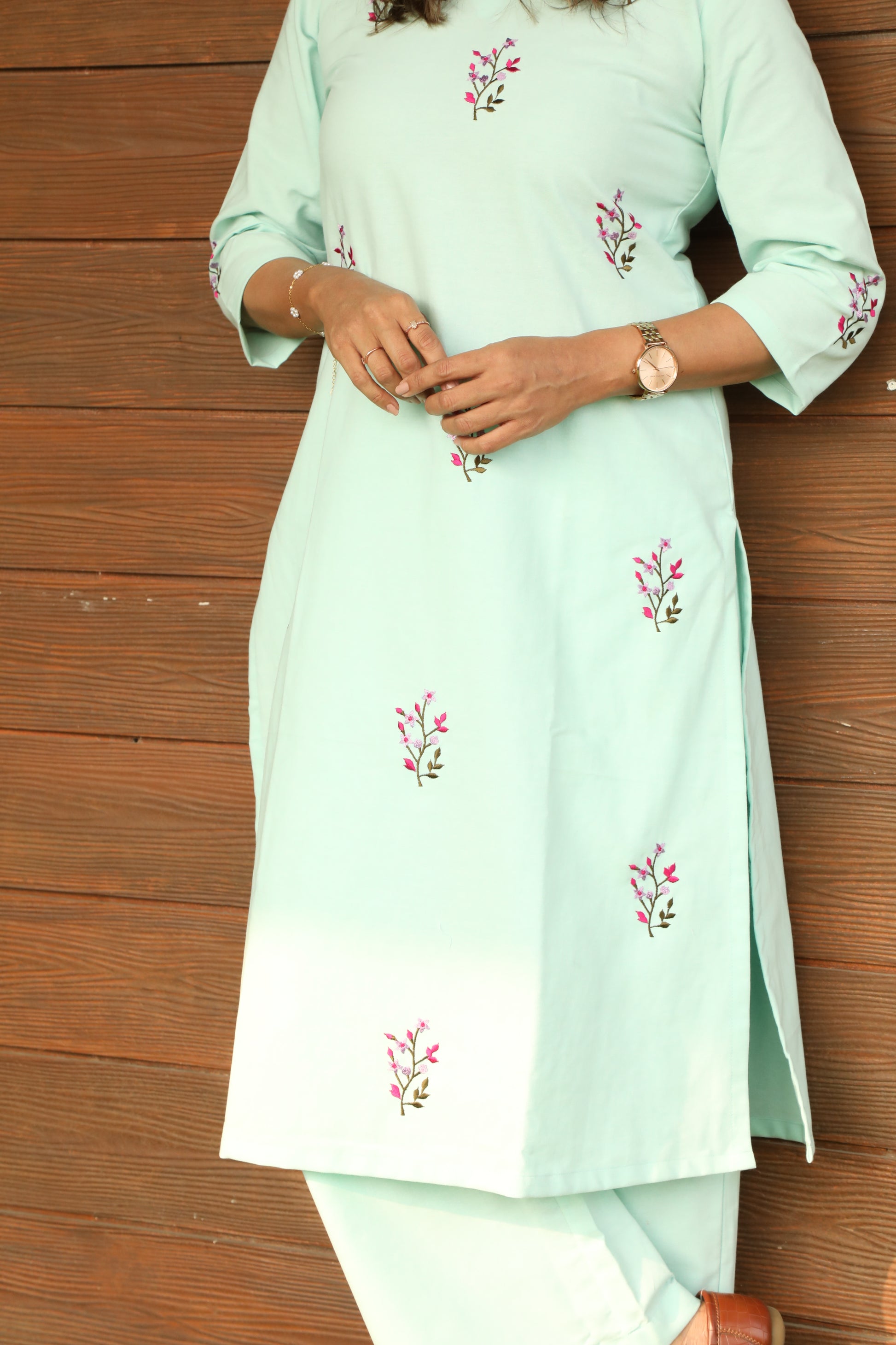 Mint Embroidery Kurta Set