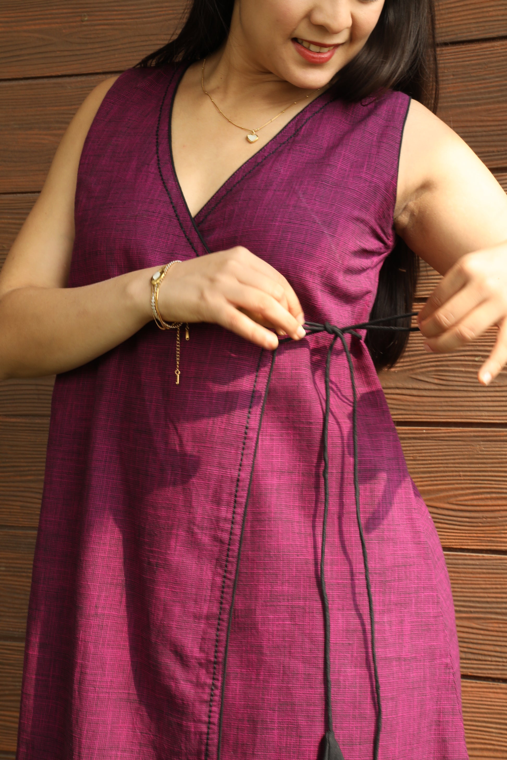 Purple Angrakha Kurta Set