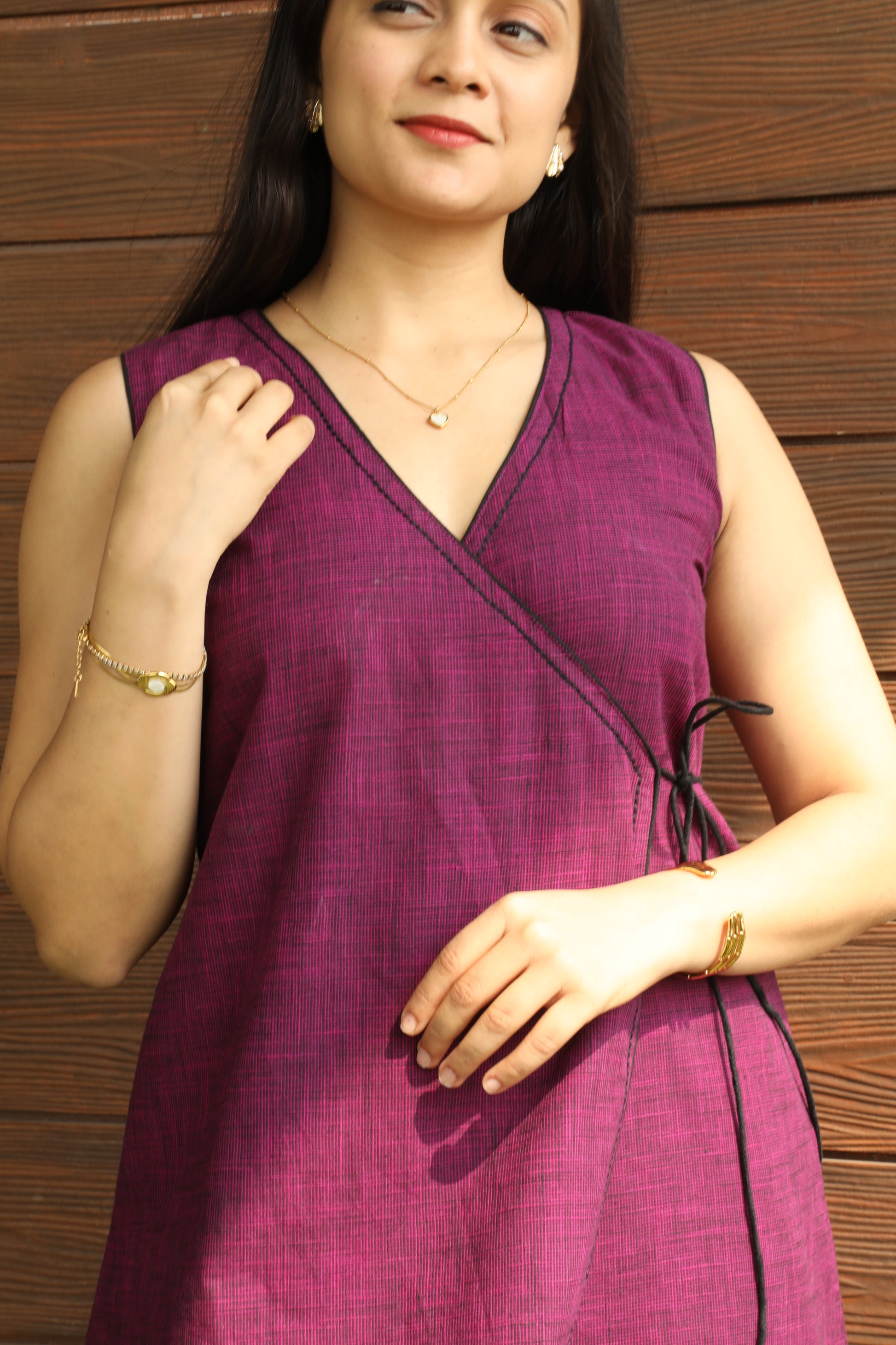 Purple Angrakha Kurta Set