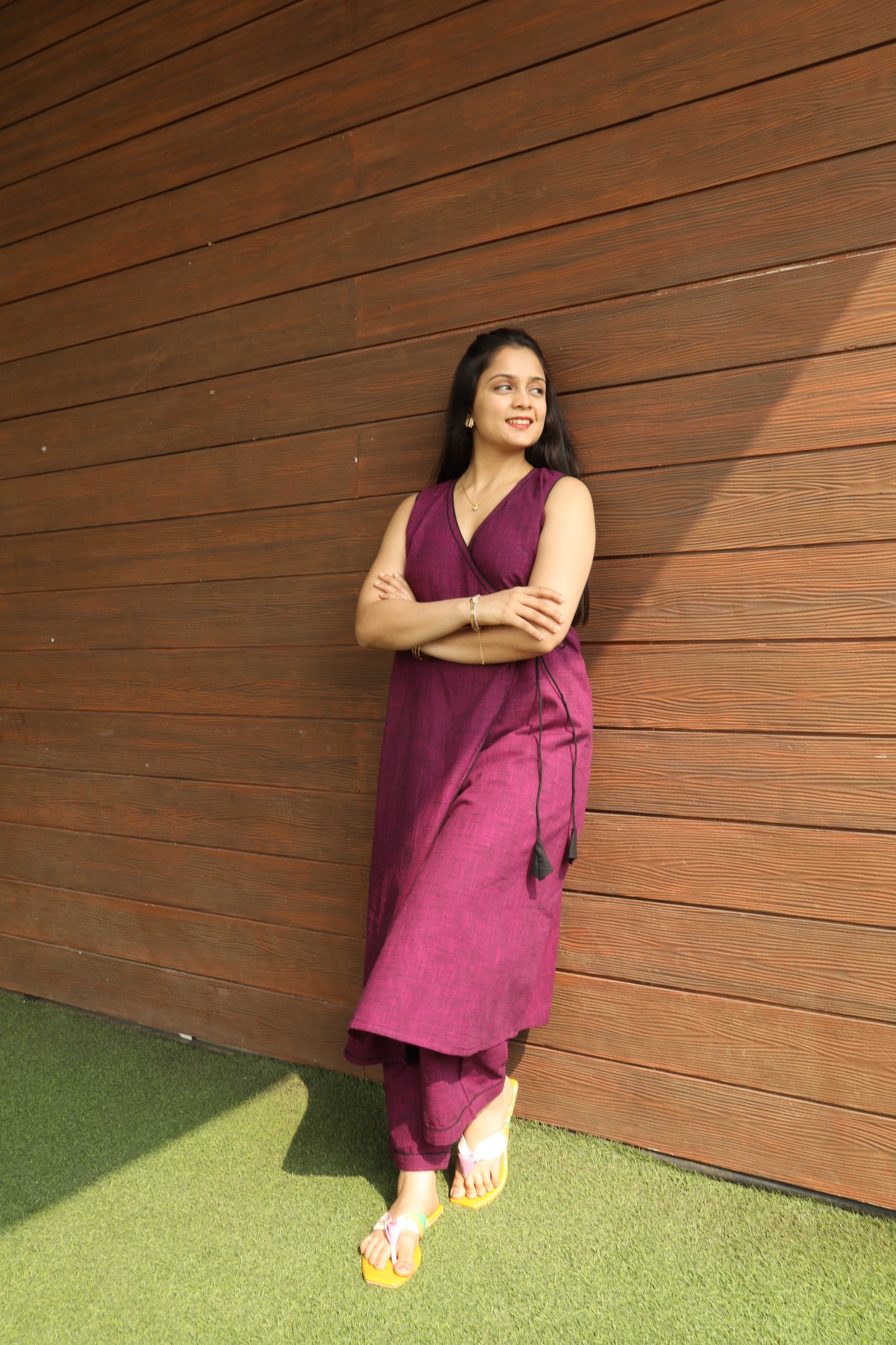 Purple Angrakha Kurta Set