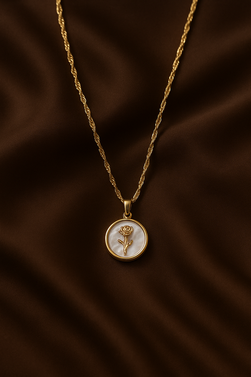 Bloom In Gold Rose Necklace
