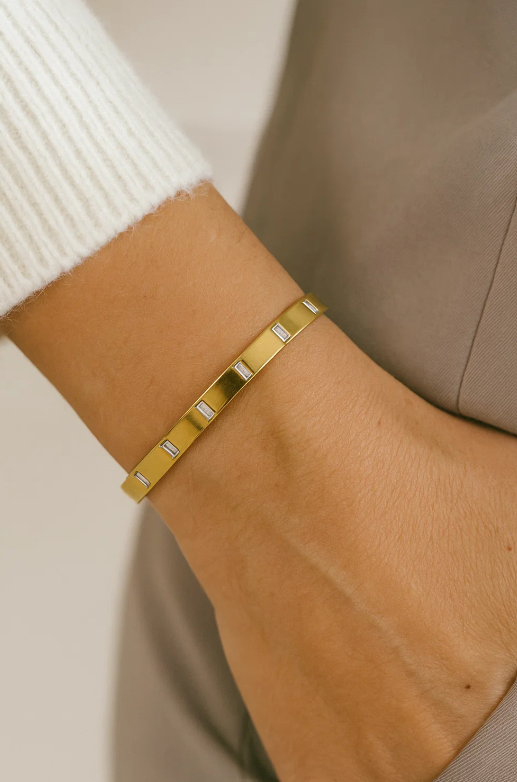 Gilded White Stone Golden Bracelet