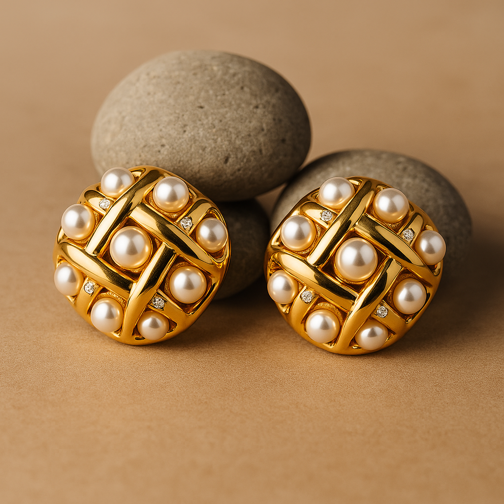 Block Pearl Stud Earring