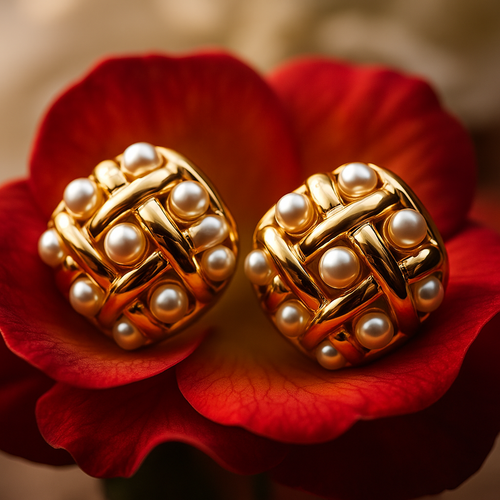 Block Pearl Stud Earring