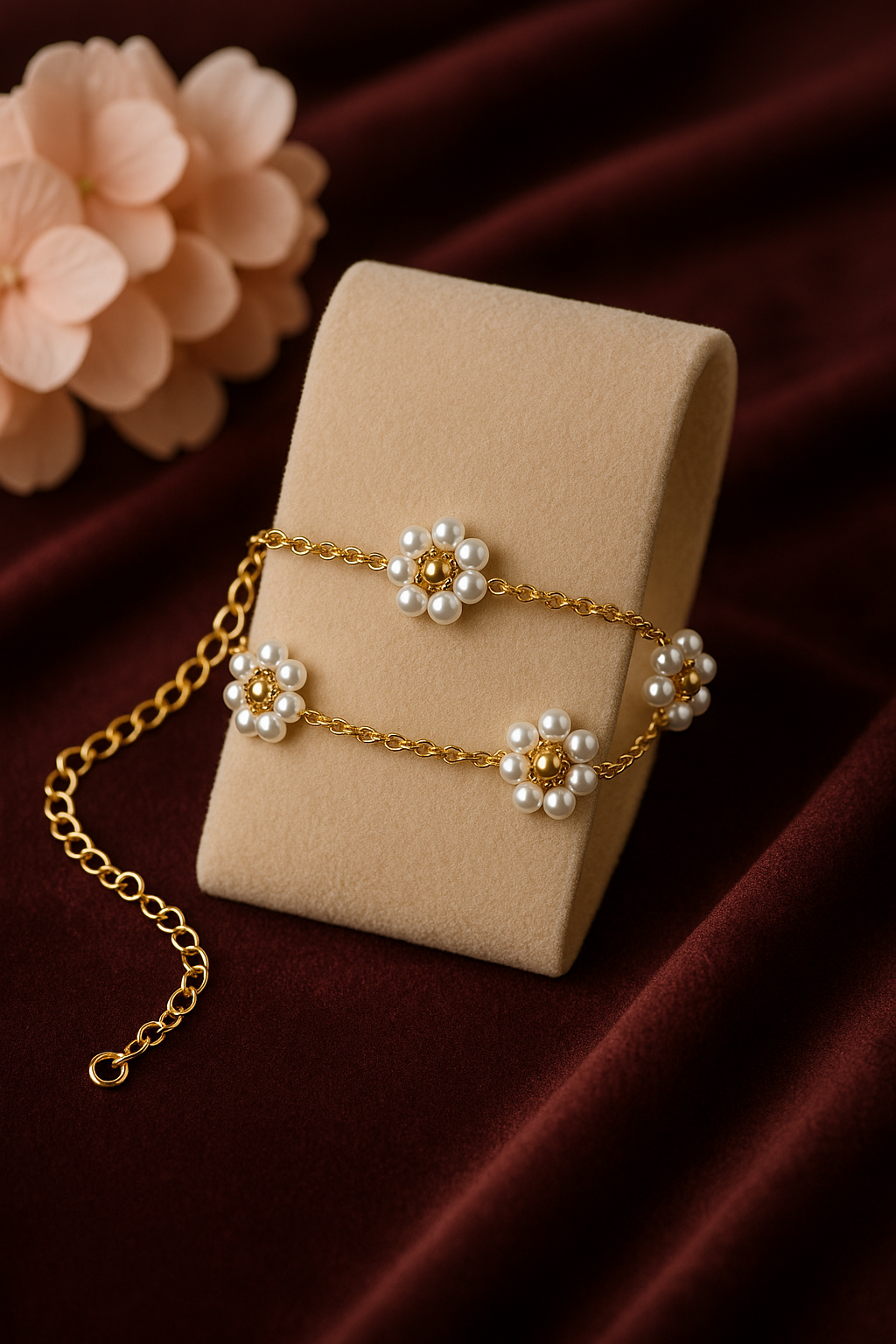 Daisy flower beaded bracelet