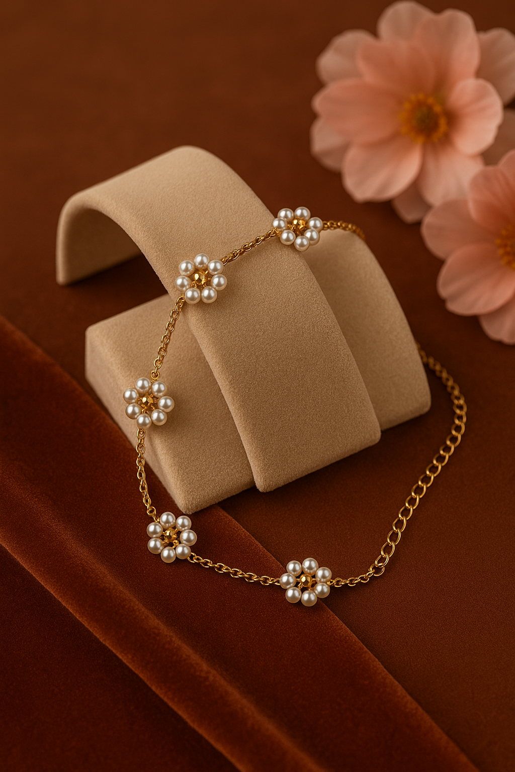 Daisy flower beaded bracelet