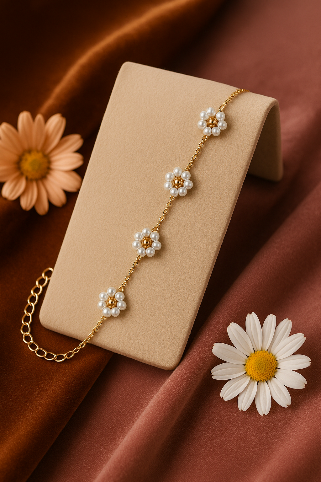 Daisy flower beaded bracelet