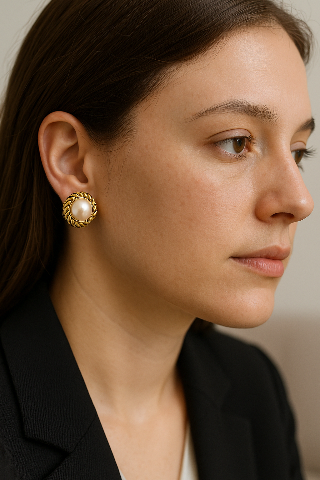 Golden Pearl Stud Earring