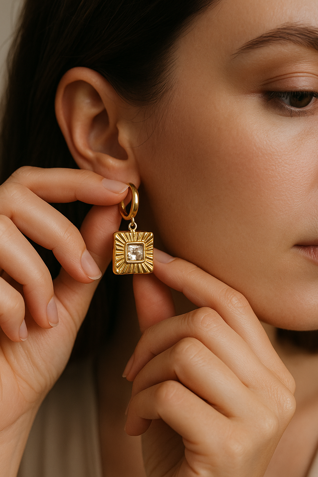 Gilded Square Earring
