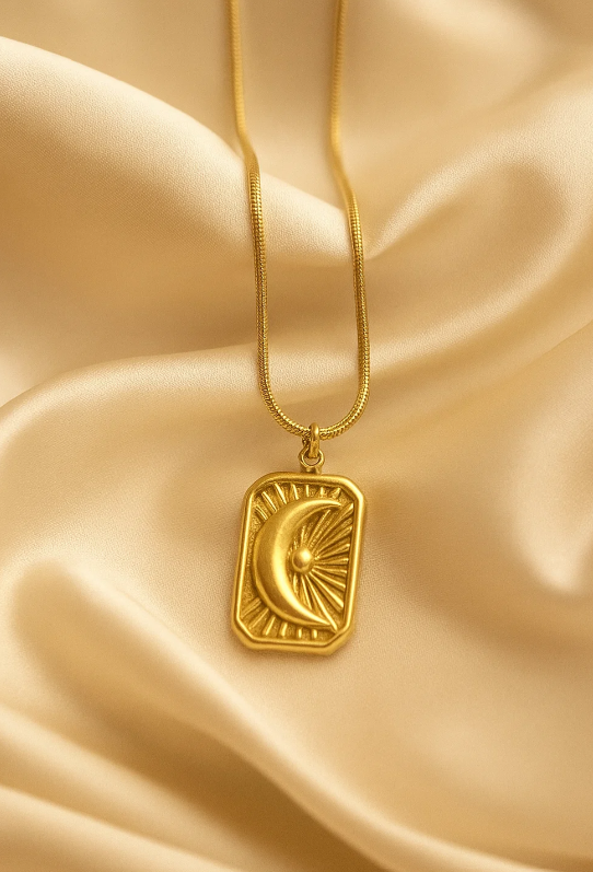 Golden Moonlight Frame Necklace