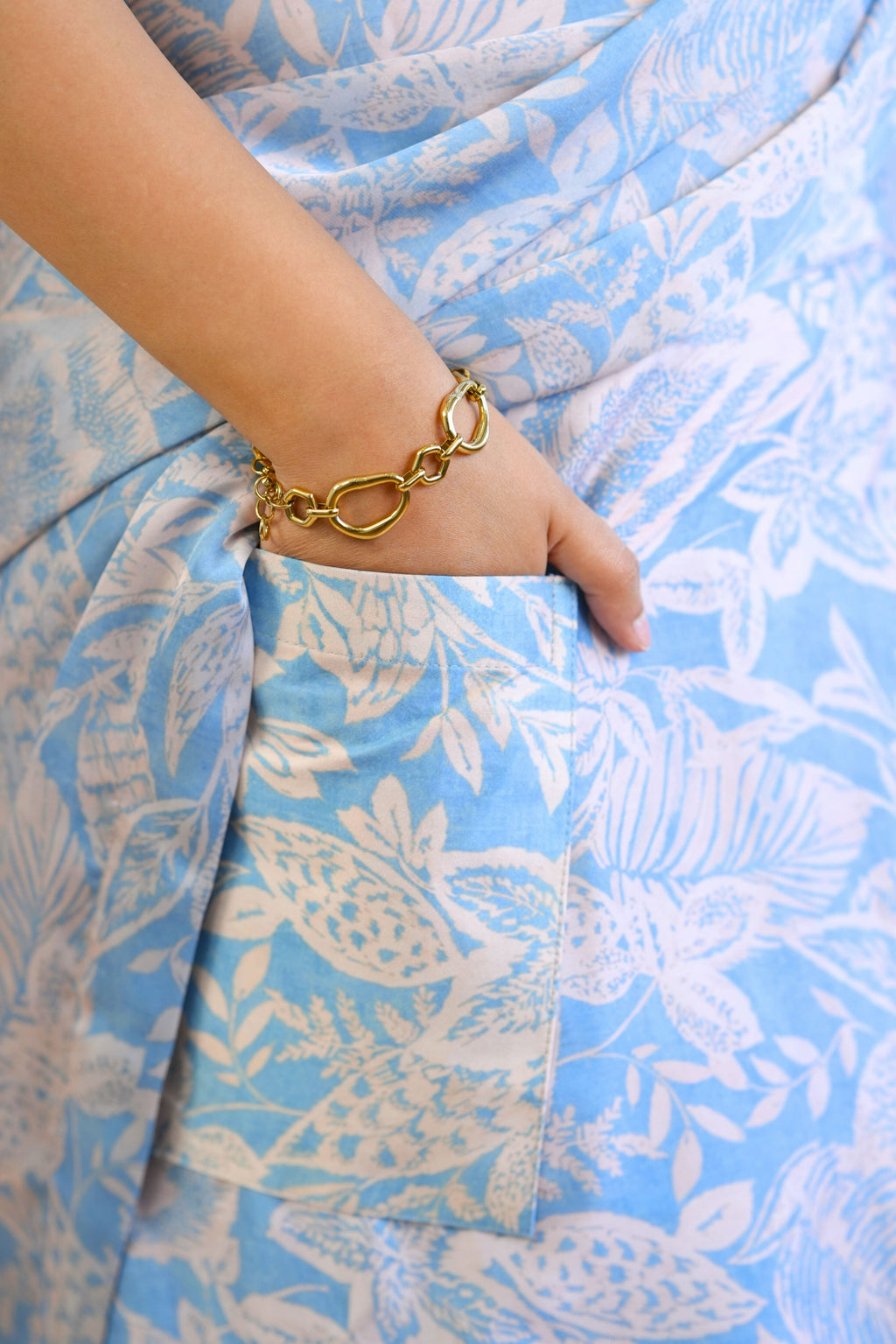 Blue Ready to Wear Satin Georgette saree with Pre-Stitched Blouse