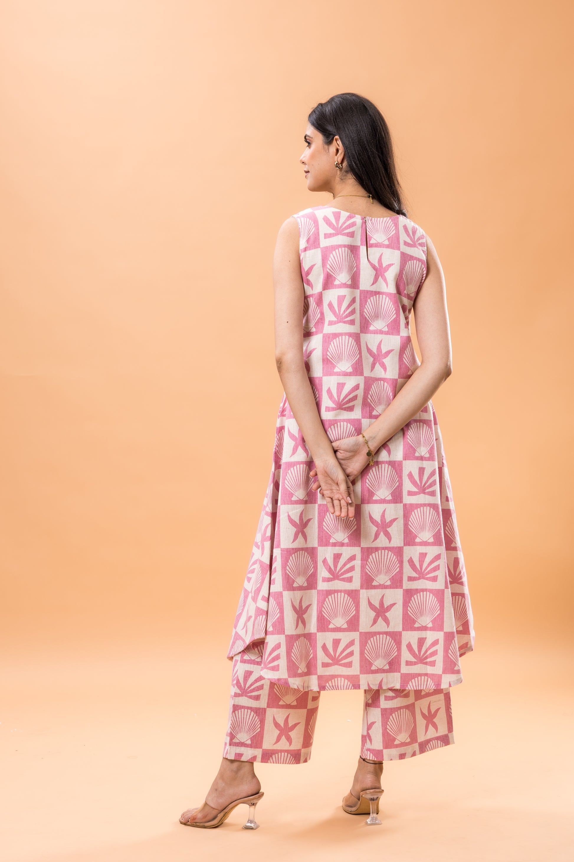 Linen Pink shell kurta pant set