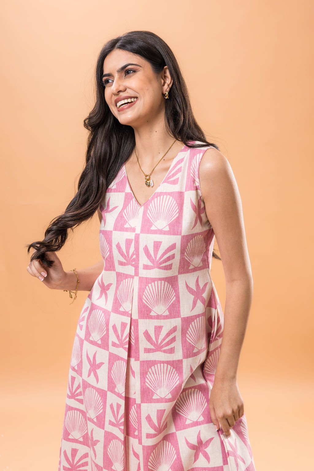 Linen Pink shell kurta pant set