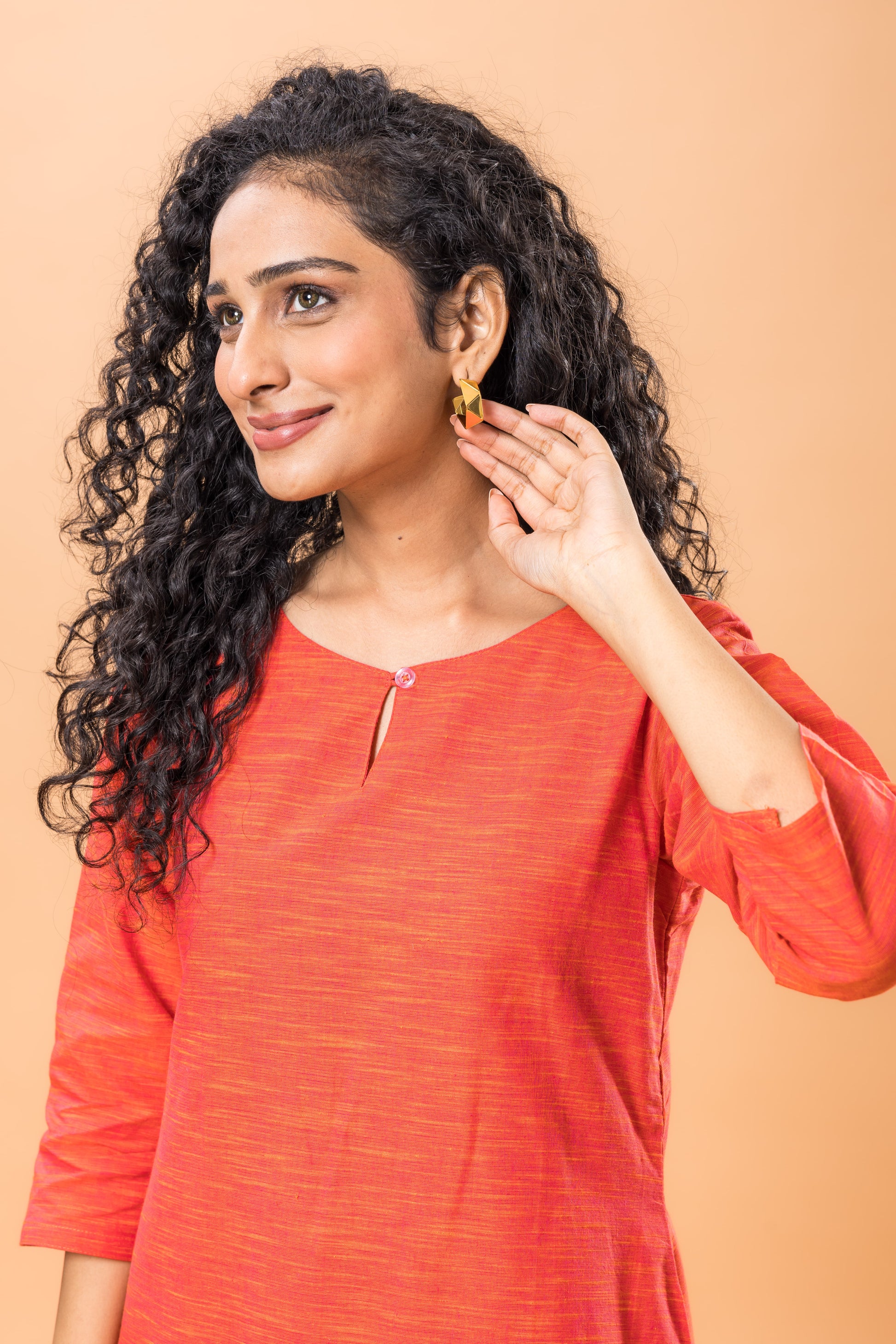 Pure Cotton Pink and orange kurta pant set
