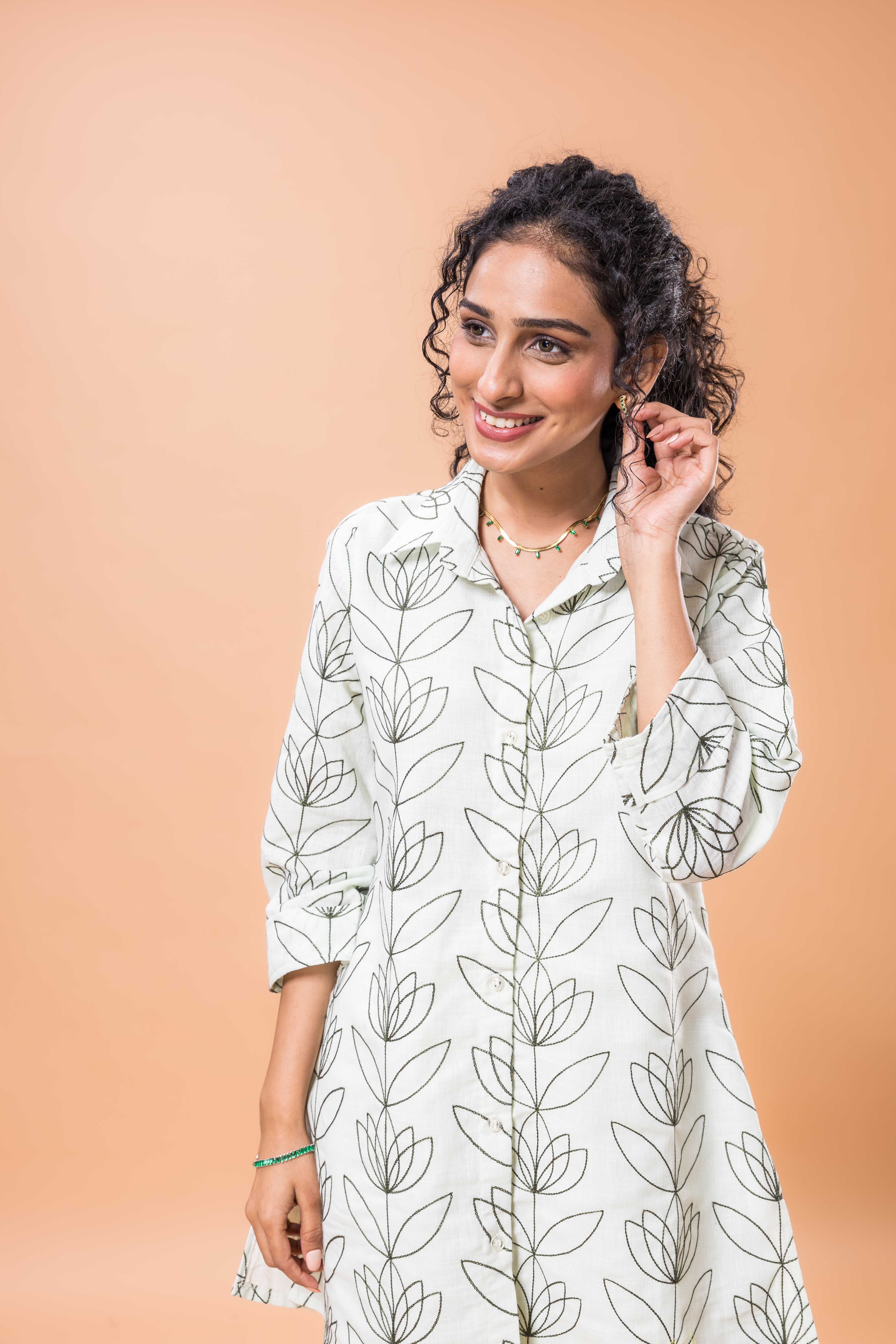 ワンピース COTTON LINEN FOIL PRINT RIB COMBI DRESS Wrap London - Printed linen dress