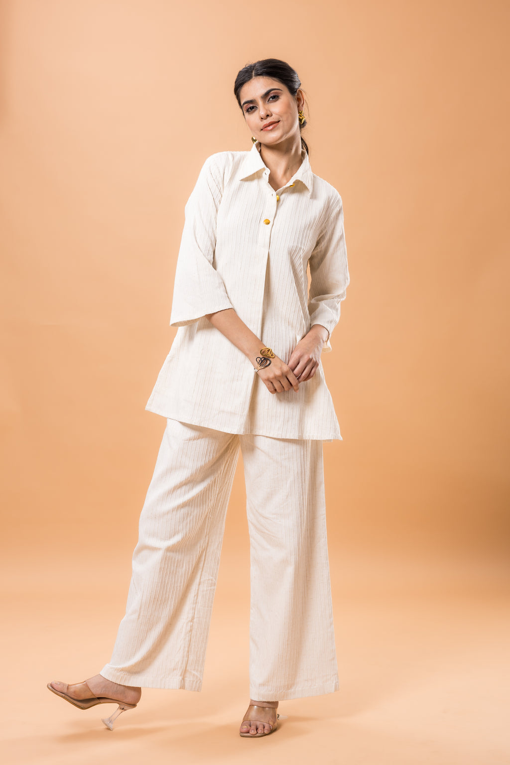 Linen Textured White Co-ord Set