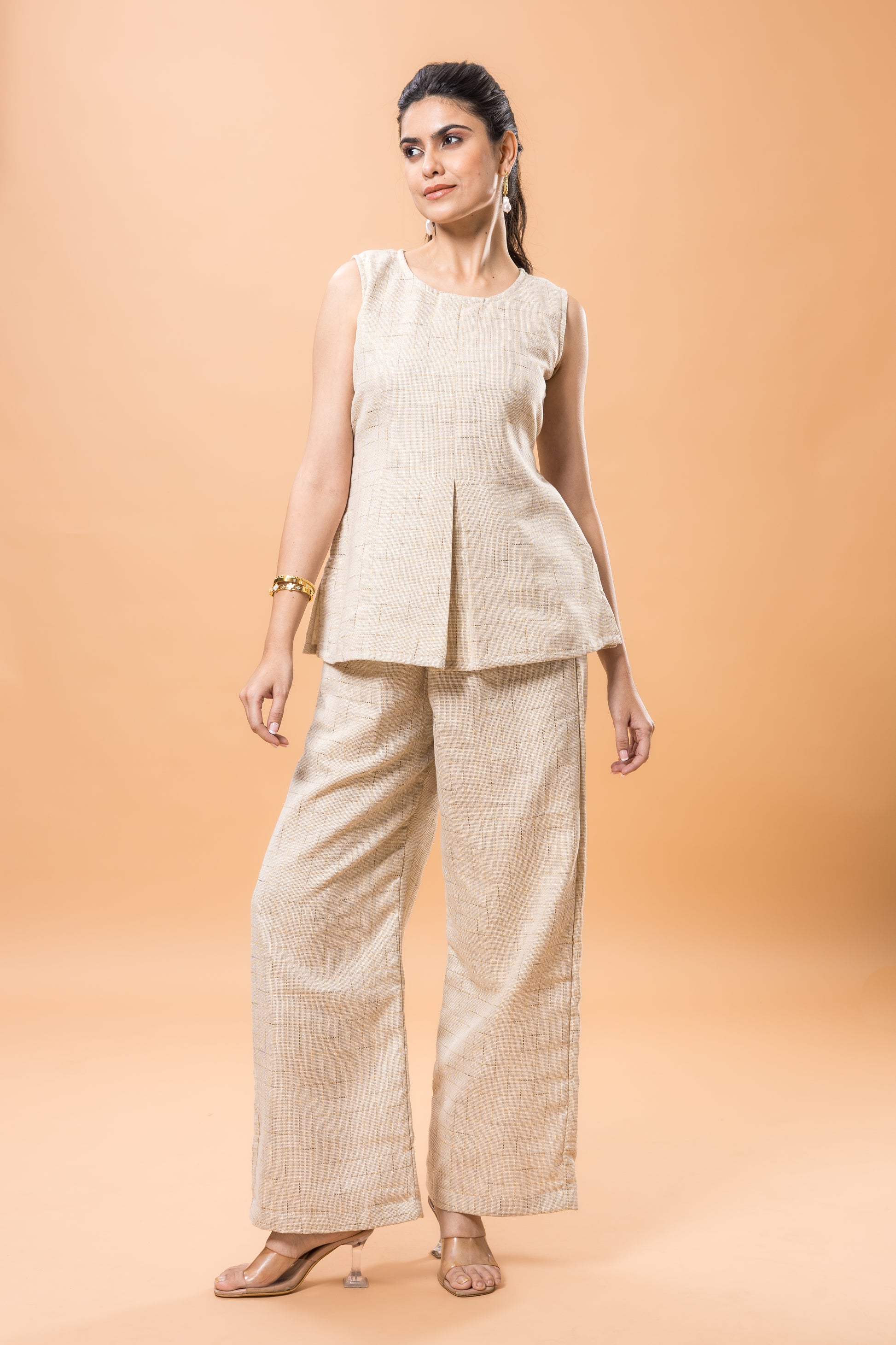 Linen Beige Textured Co-ord Set
