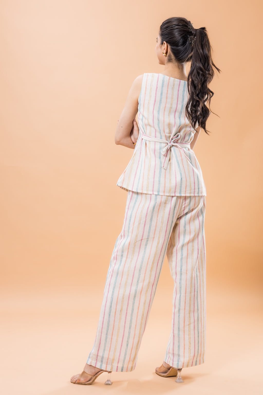 Linen Multicolor Striped Co-ord Set