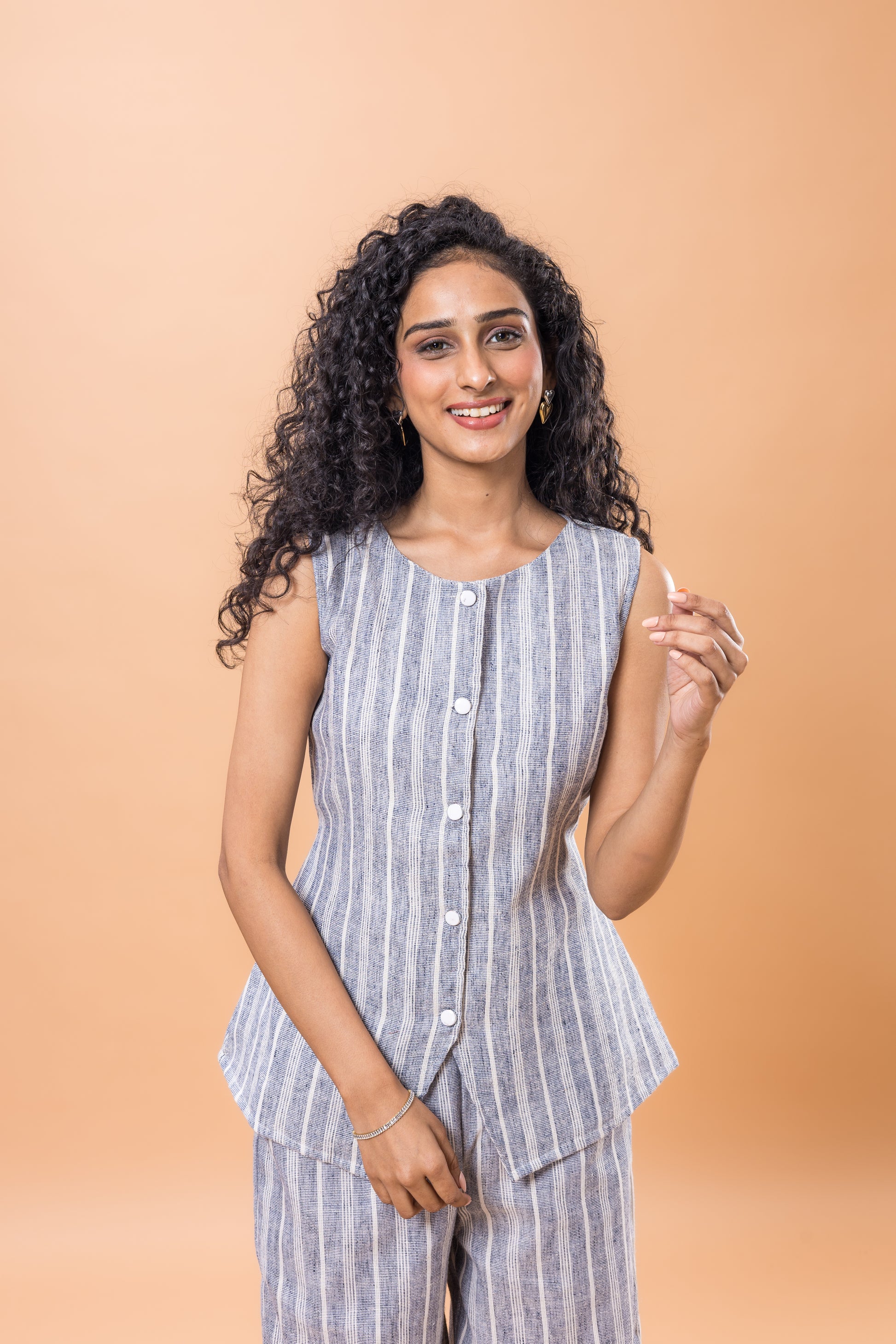 Linen Grey Striped Co-ord Set