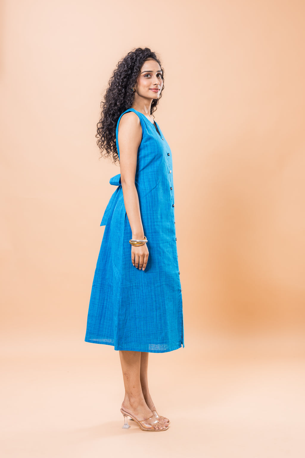 Pure Cotton Blue Sleeveless Dress