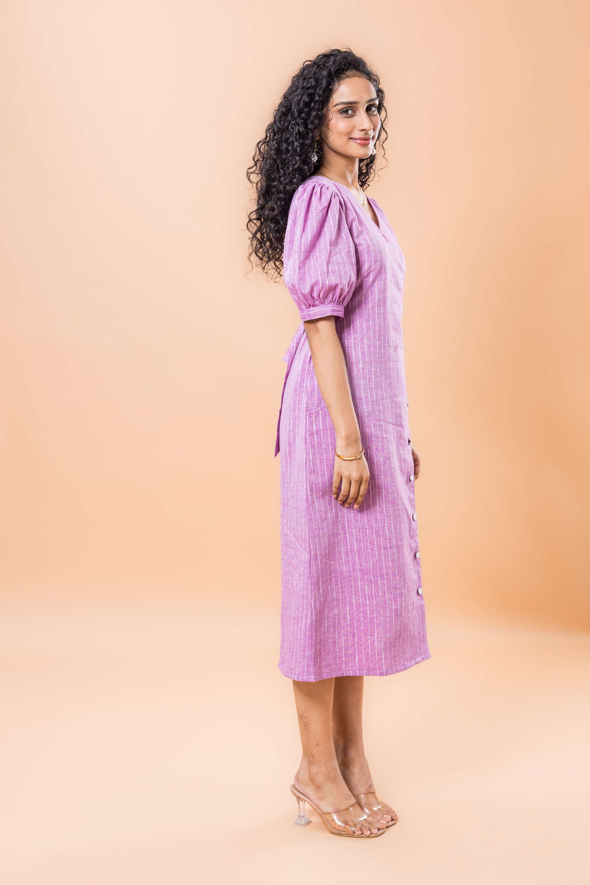 Pure Cotton Purple Striped dress