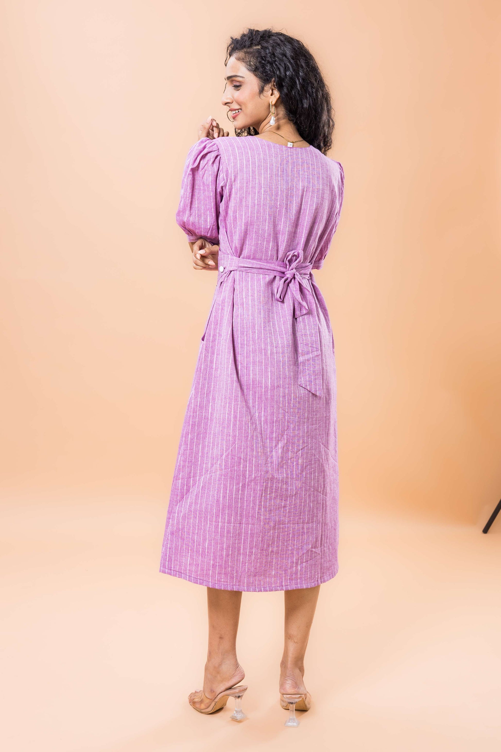 Pure Cotton Purple Striped dress