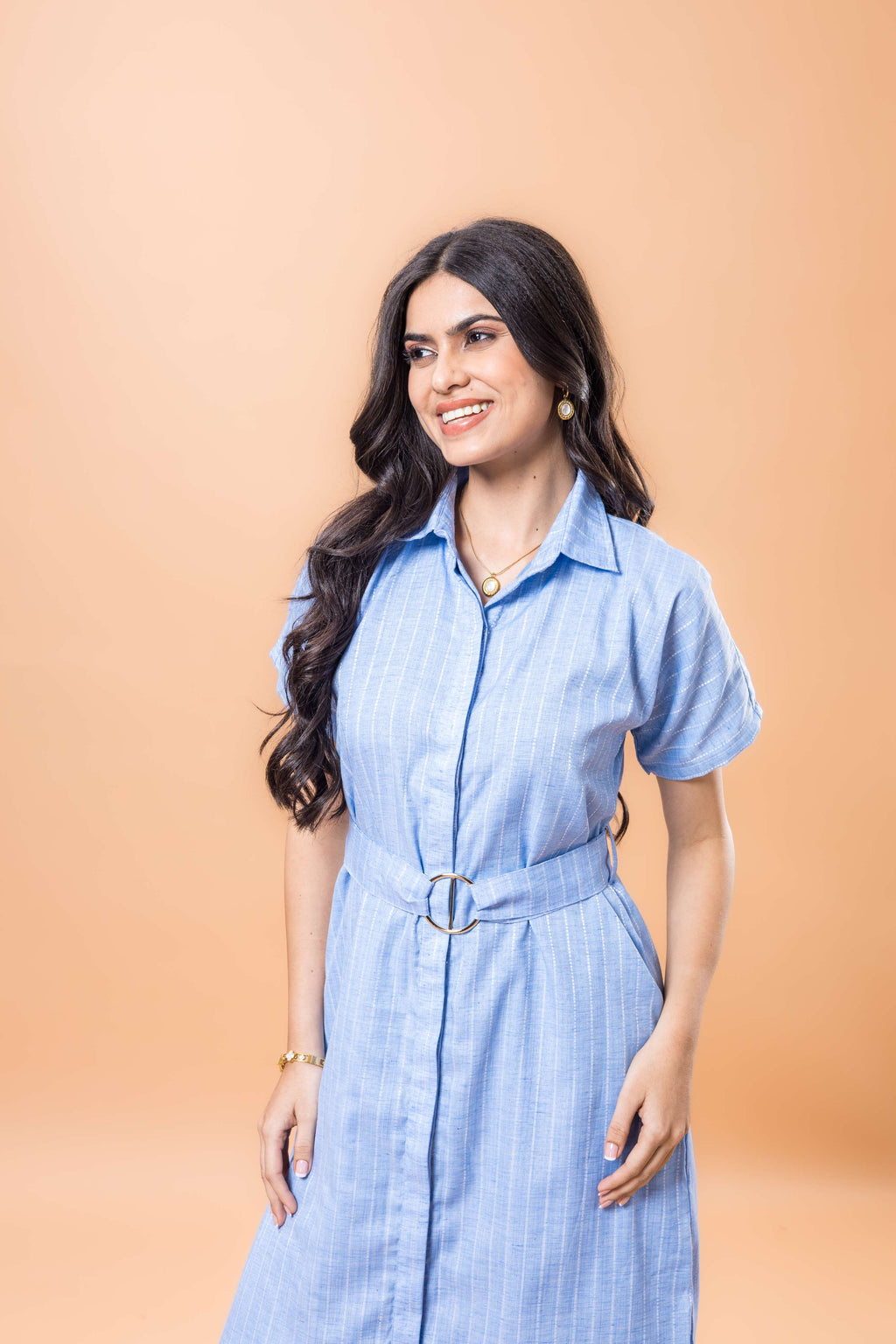 Linen Striped blue dress