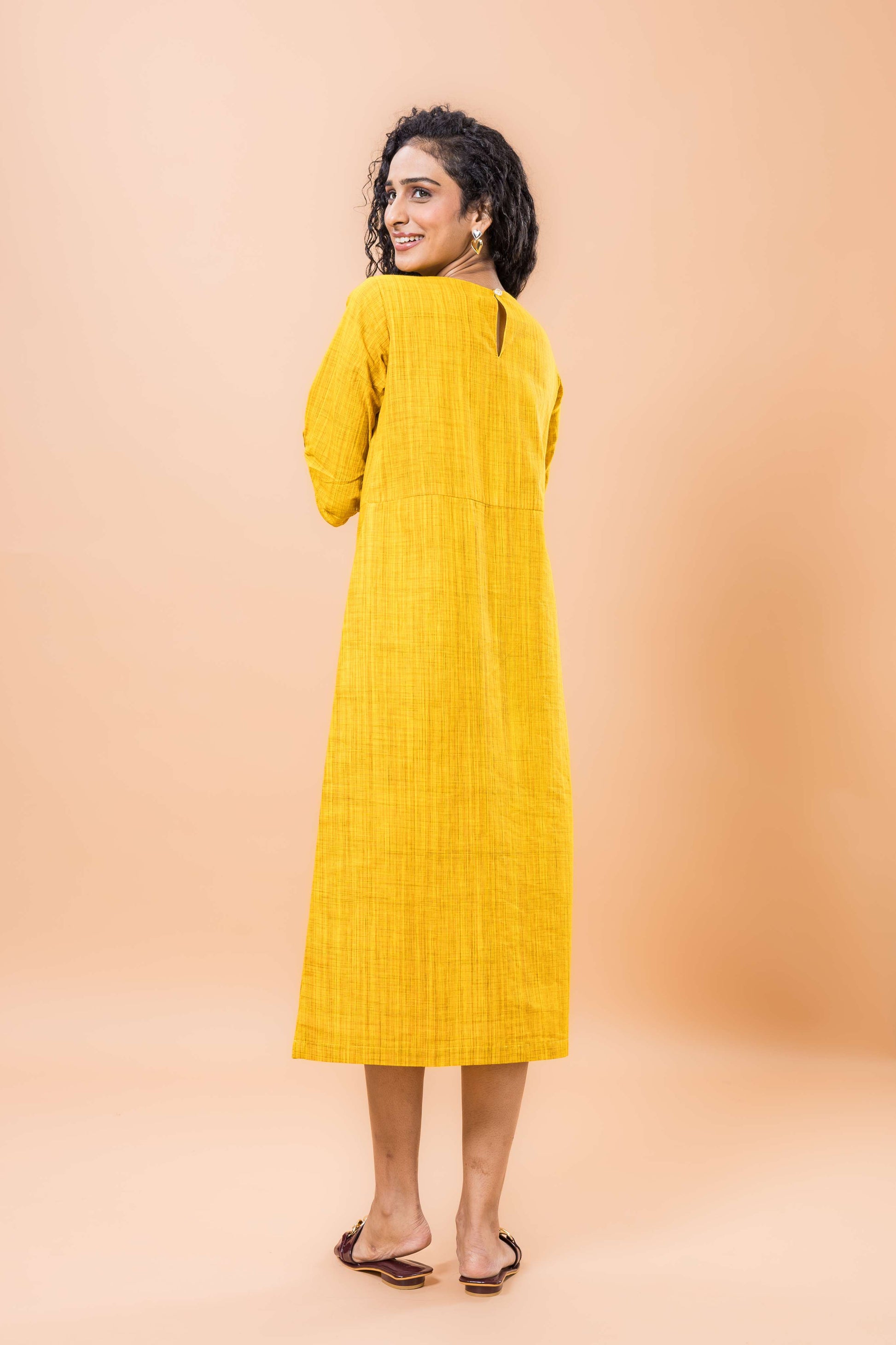 Pure Cotton Marigold yellow cotton dress