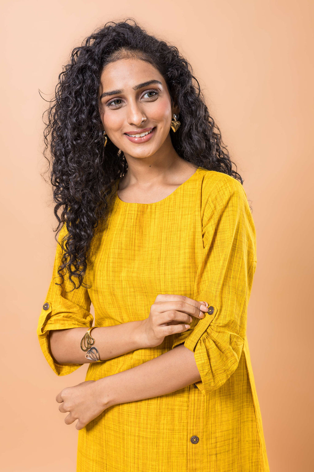 Pure Cotton Marigold yellow cotton dress