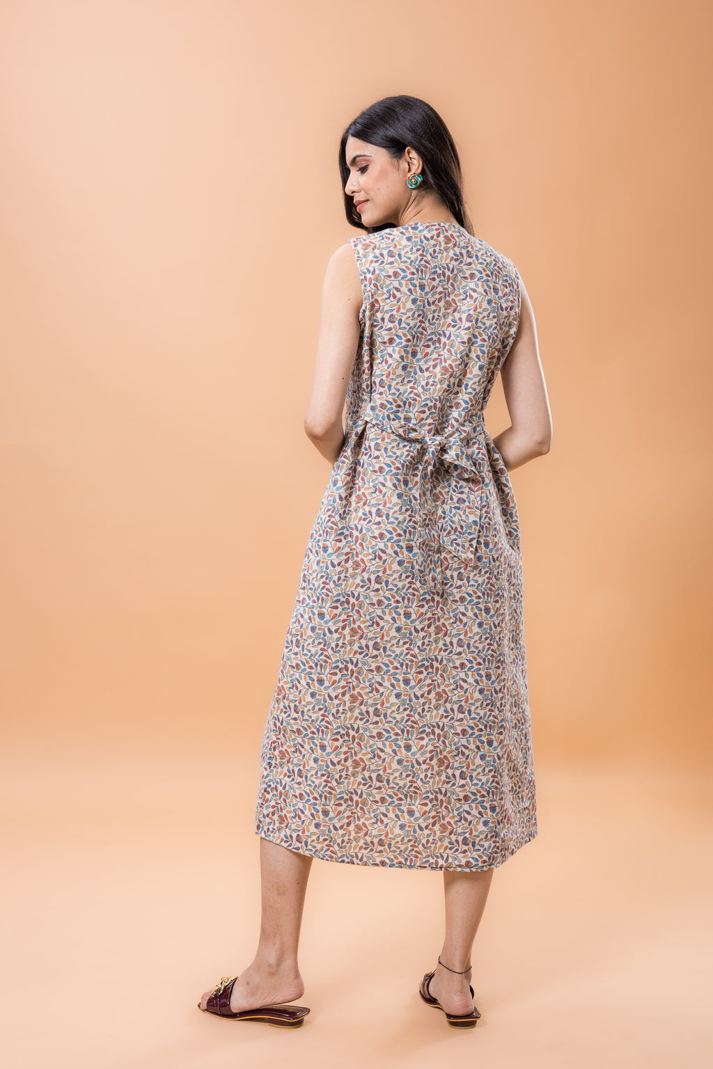 Linen Floral print sleeveless dress