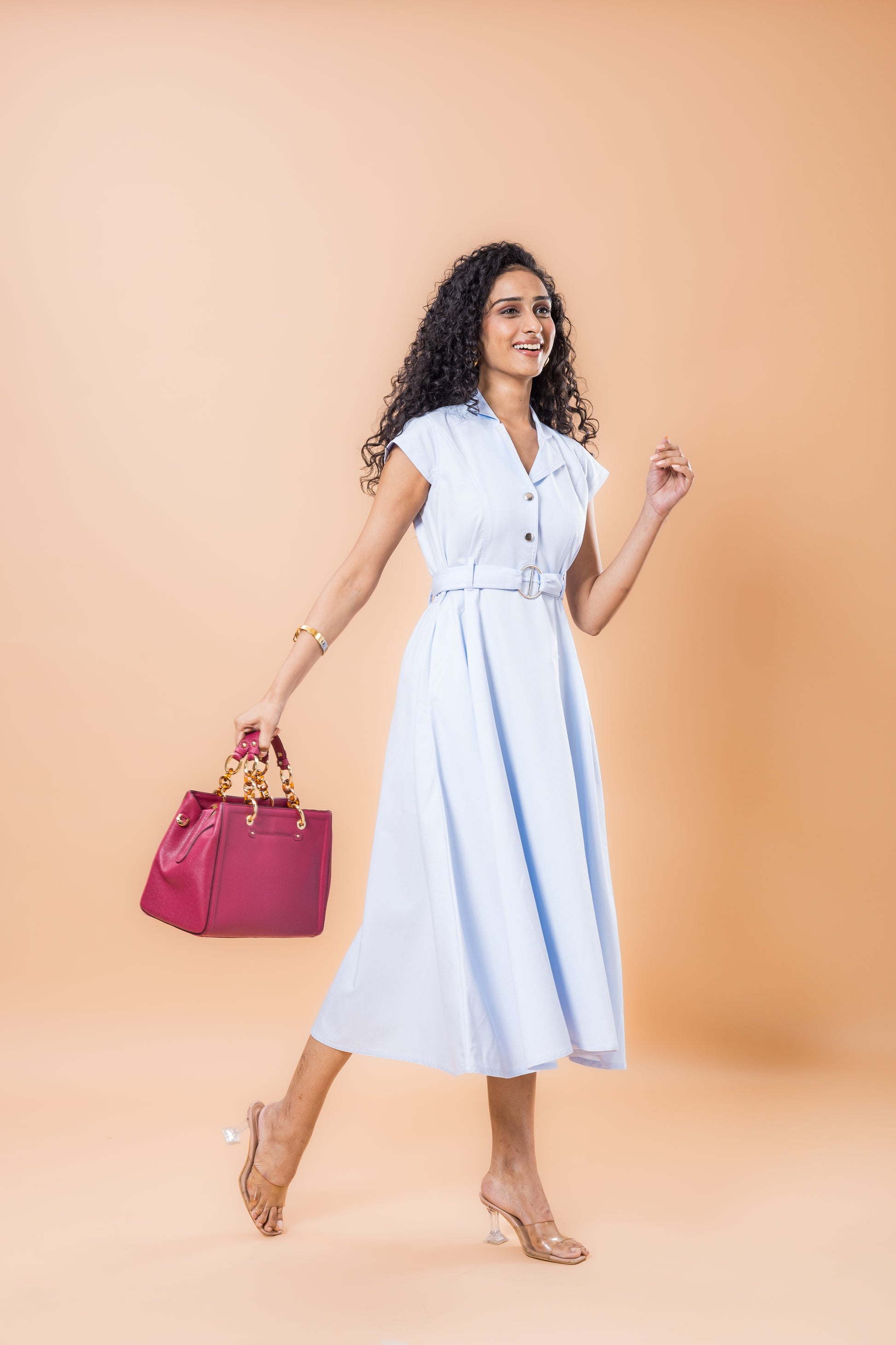 Cotton Denim Blue A-line dress