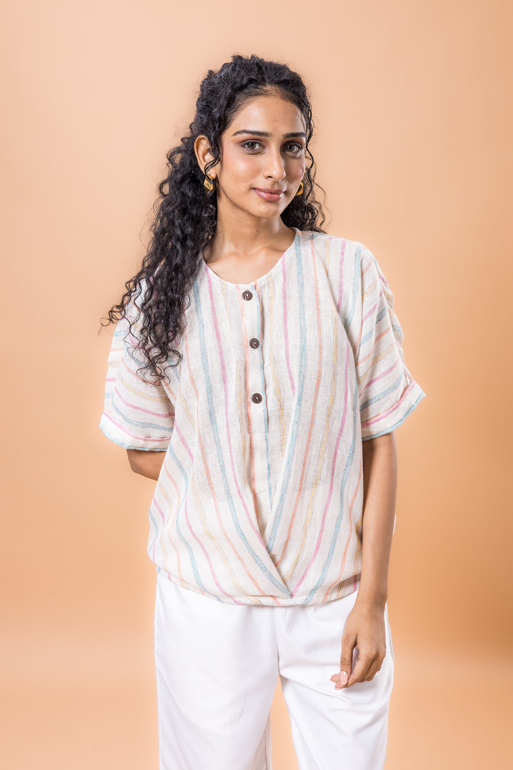 Linen Color flow striped top