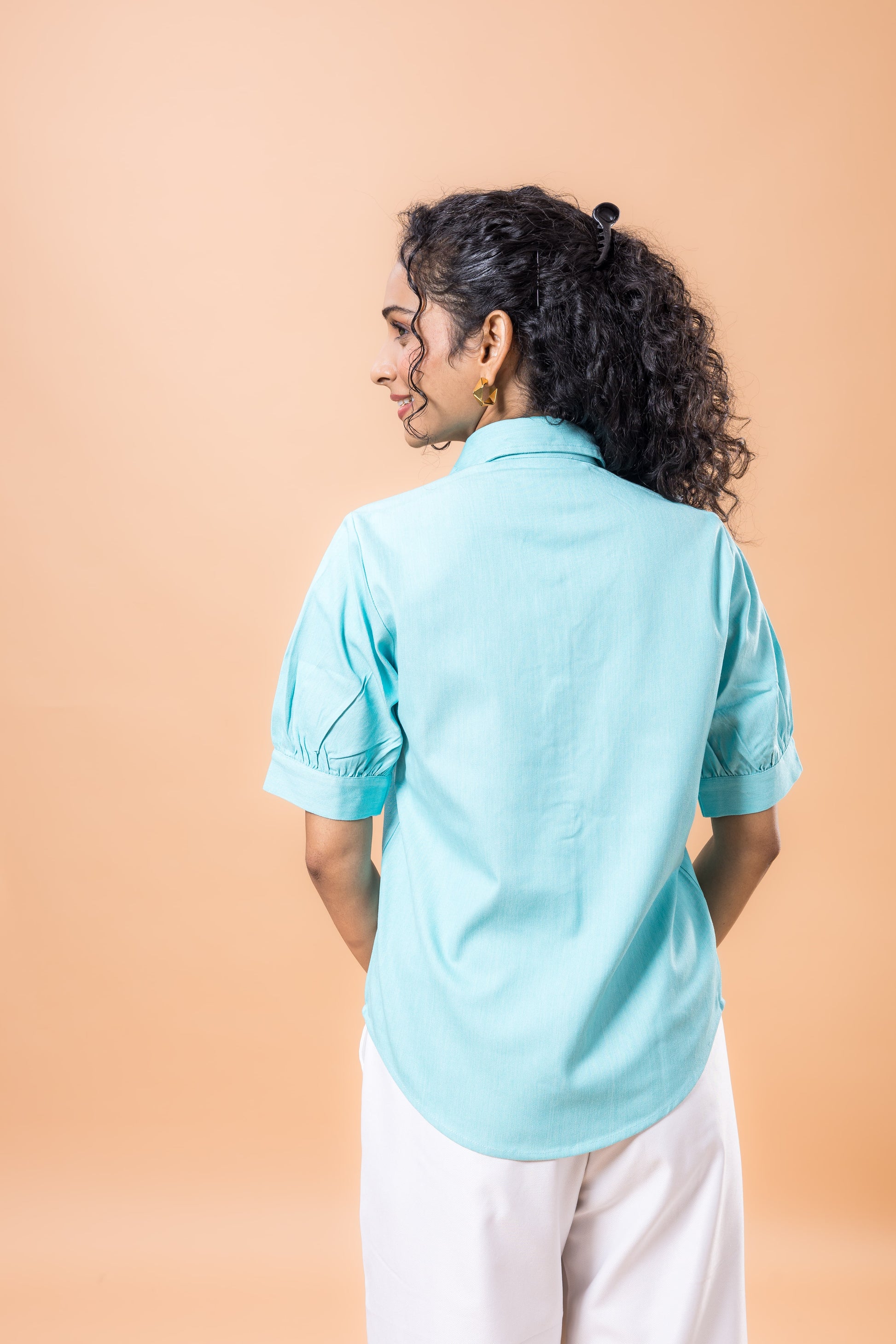 Cotton Denim Valley Green top