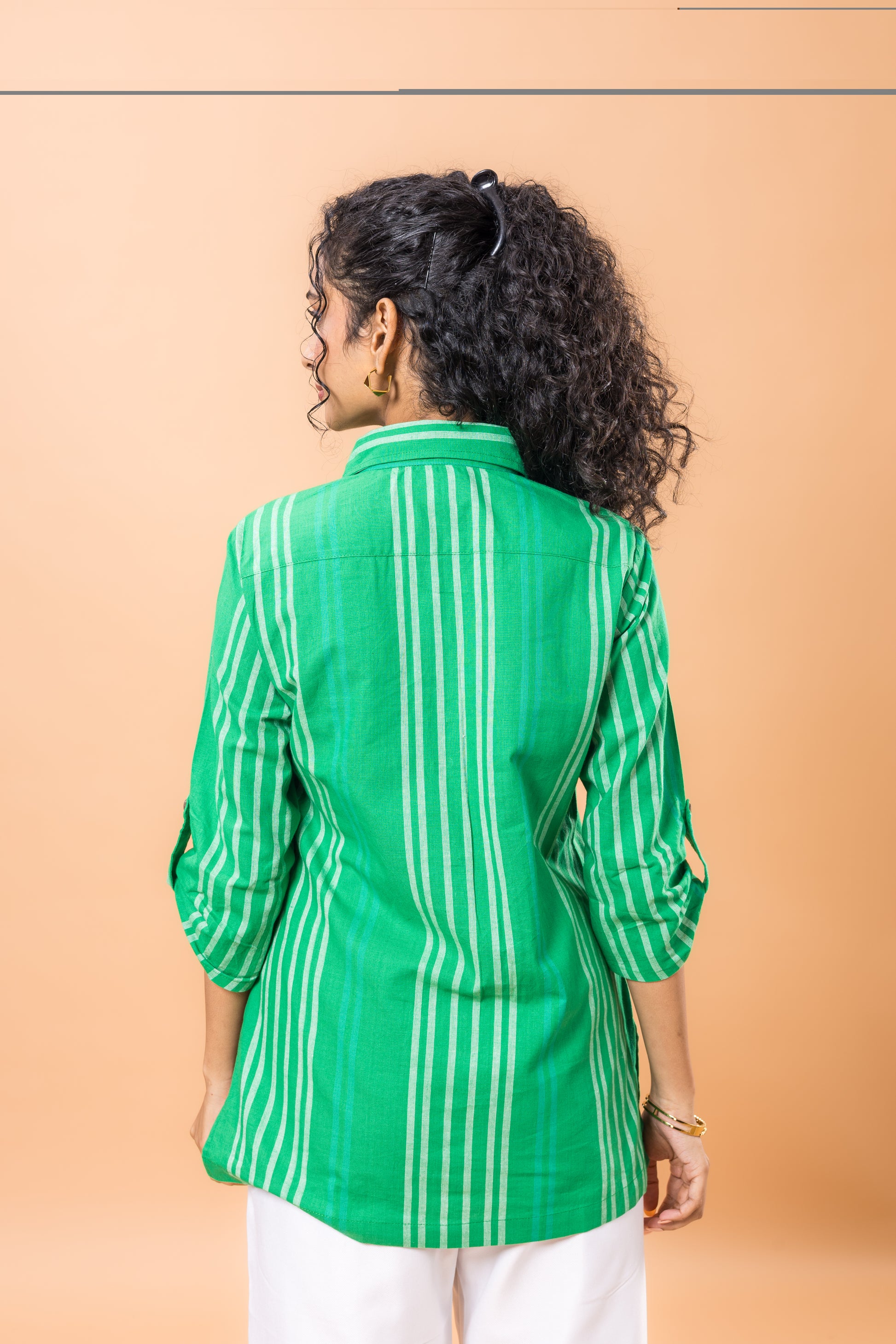 Pure Cotton Emerald green striped top
