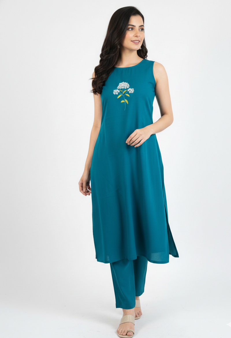 Firozi Handloom Embroidery Kurta Set