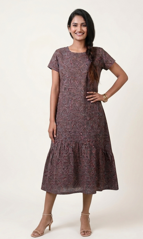 Abstract Block Print Dress