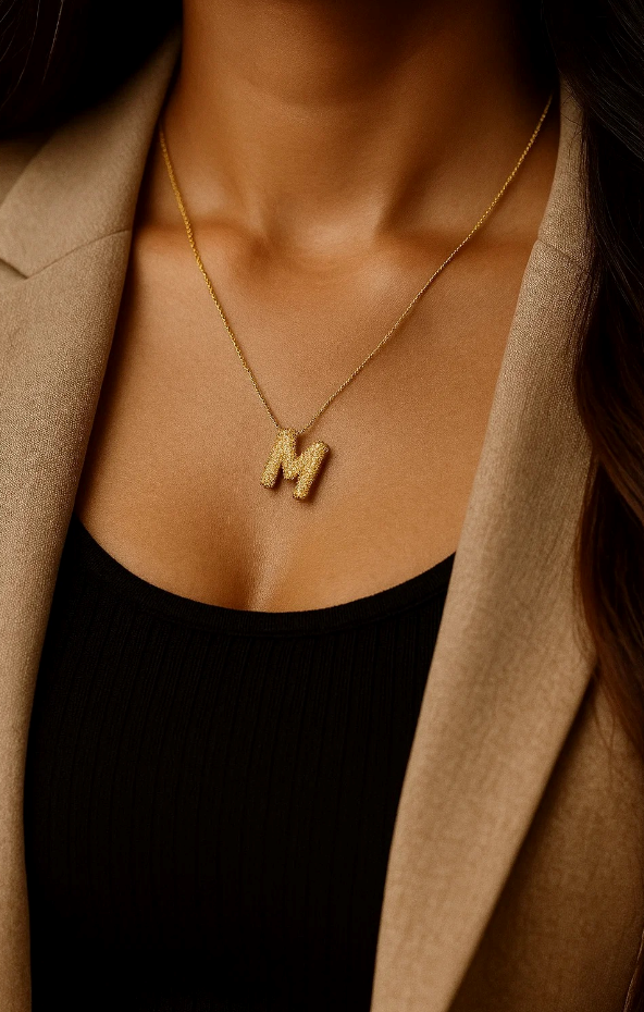 M Charm Pendant Necklace
