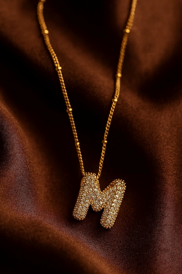 M Charm Pendant Necklace